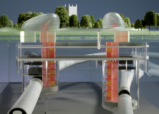 Concept model of shaft and headhouse configuration at Stepney Green