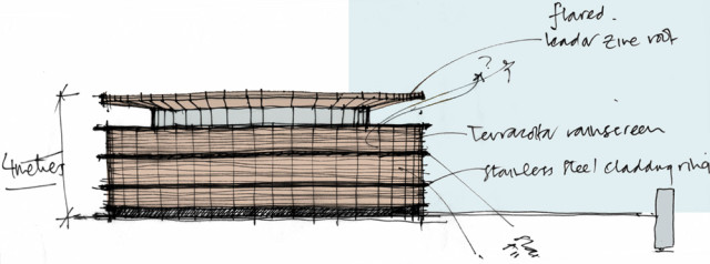Sketch concept of head house at Hertsmere Road