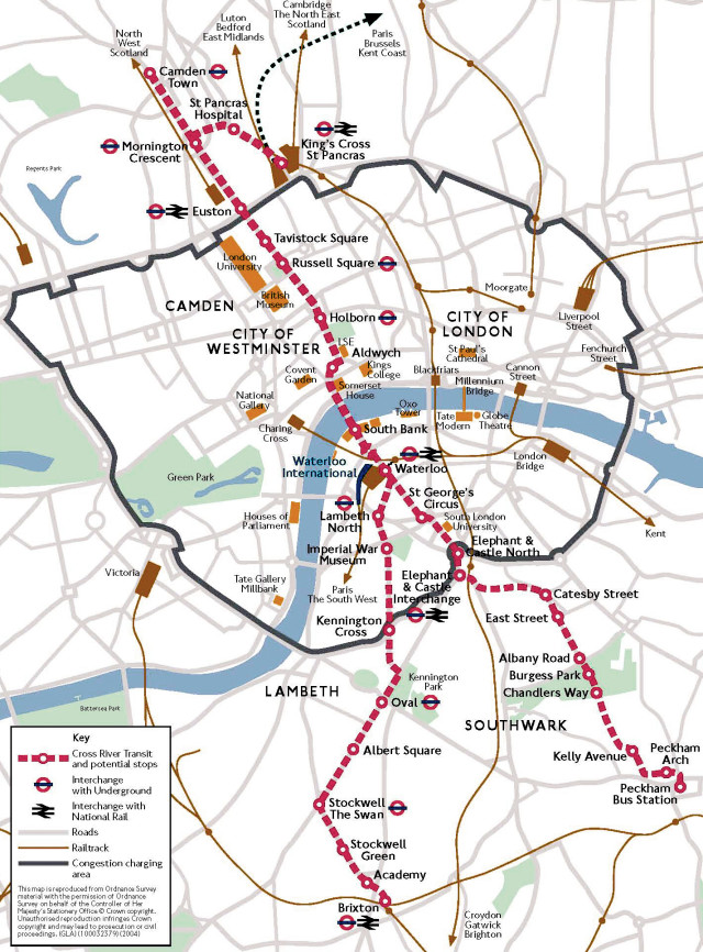 London Tram Route map