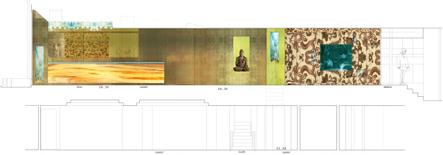 Section showing opulence of materials and colours